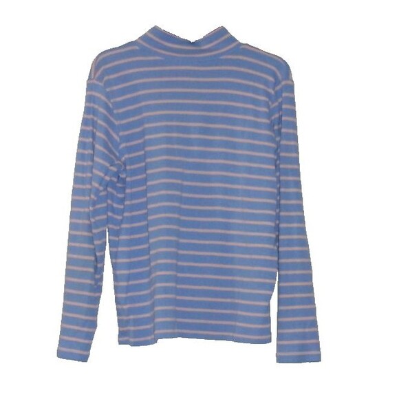 L.L Bean Pink Gray Striped Shirt Size L-XL .25 Front Zipper Cotton Stretchy - Picture 2 of 5